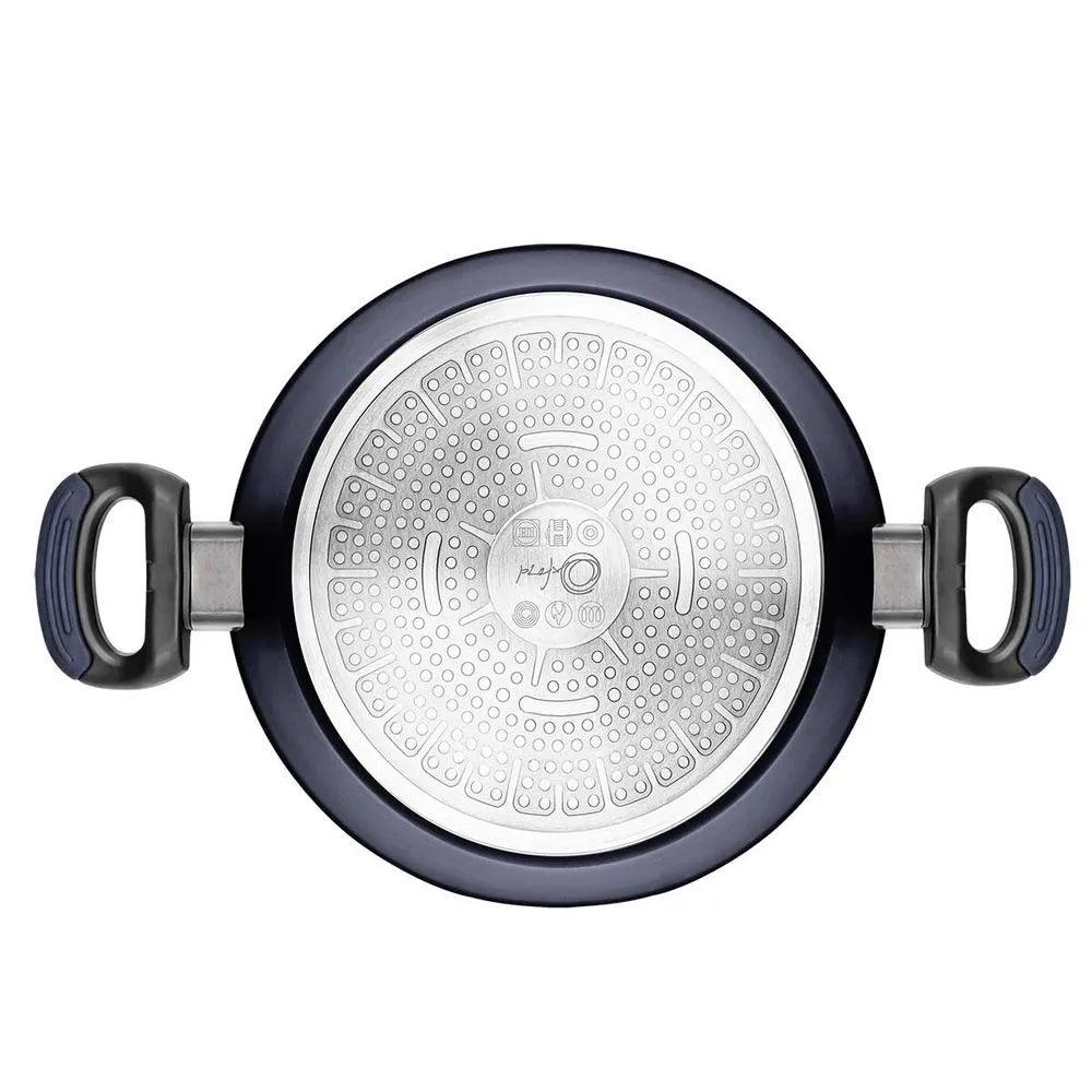 CAÇAROLA RASA ANTIADERENTE PARA INDUÇÃO 28 CM EVERYDAY AZUL