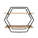 Nicho De Ferro Prateleira Hexagonal Metal Pinus 35X10X30