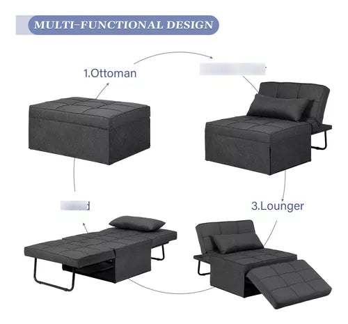 Sofá-Cama 4 em 1 Dobrável – Design Moderno, Ajustável e Versátil em Linho Respirável