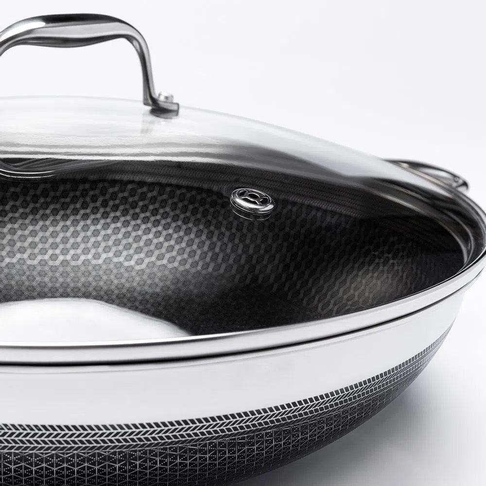 CAÇAROLA WOK EM AÇO INOX 34 CM HIVE