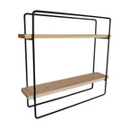 Nicho Prateleira Quadrada Metal Preto E Madeira 40Cmx40Cm