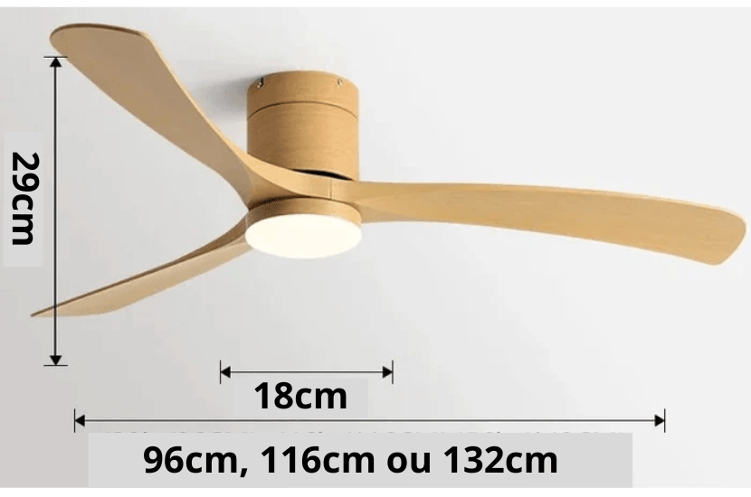 Ventilador de teto moderno com Iluminação e Controle Remoto - ZenithBreeze X2