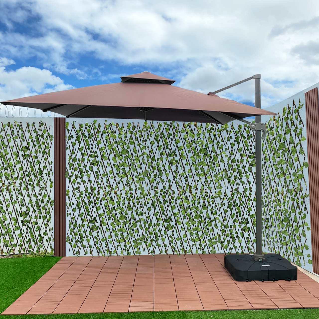 [MEGA PROMOÇÃO] Ombrelone Parnaso Guarda Sol Gold Led Alumínio 3,0 x 3,0 C/ Base em 100 L