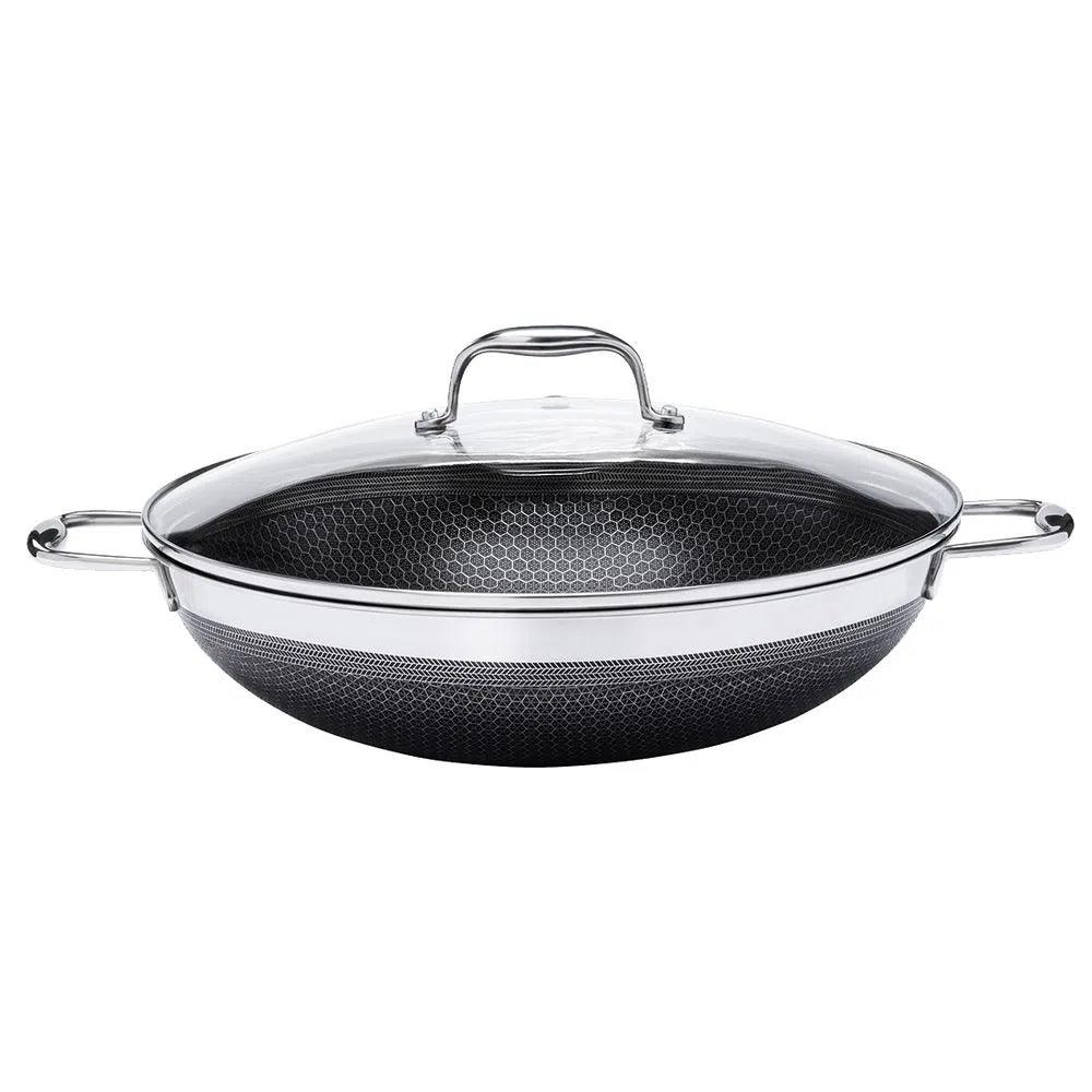 CAÇAROLA WOK EM AÇO INOX 34 CM HIVE