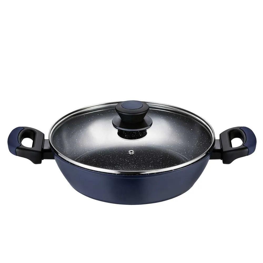 CAÇAROLA RASA ANTIADERENTE PARA INDUÇÃO 28 CM EVERYDAY AZUL