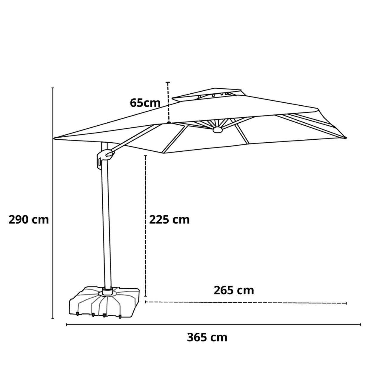 [MEGA PROMOÇÃO] Ombrelone Parnaso Guarda Sol Gold Led Alumínio 3,0 x 3,0 C/ Base em 100 L