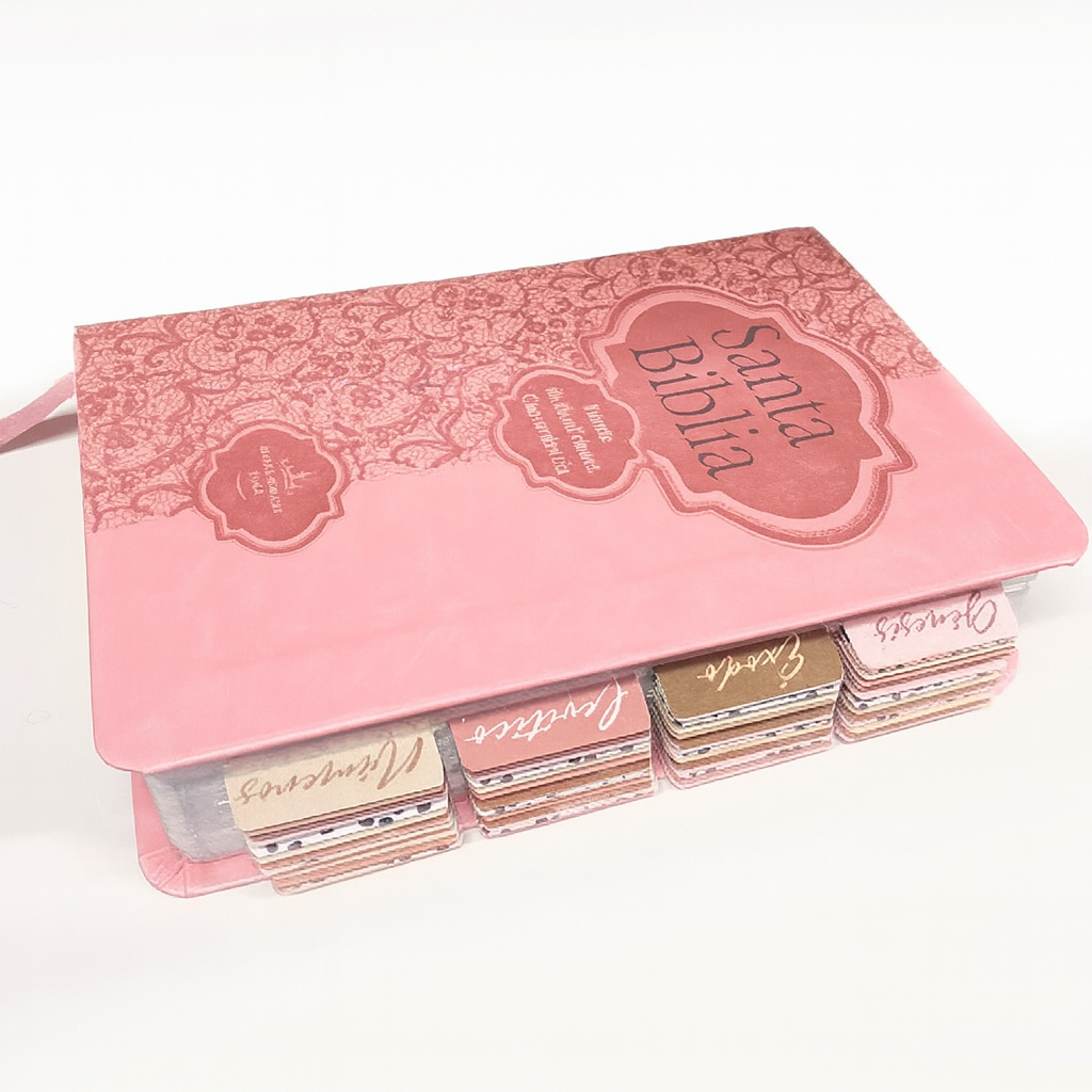 Biblia Reina Valera 1960 Fuente de Bendición Rosa PERSONALIZADA con Nombre + Tabs