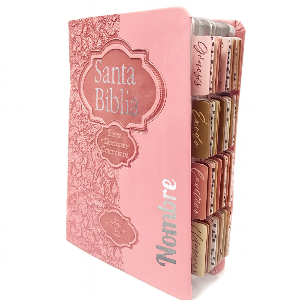 Biblia Reina Valera 1960 Fuente de Bendición Rosa PERSONALIZADA con Nombre + Tabs