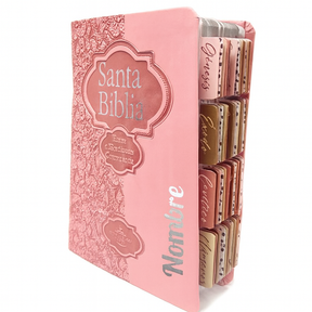 Biblia Reina Valera 1960 Fuente de Bendición Rosa PERSONALIZADA con Nombre + Tabs
