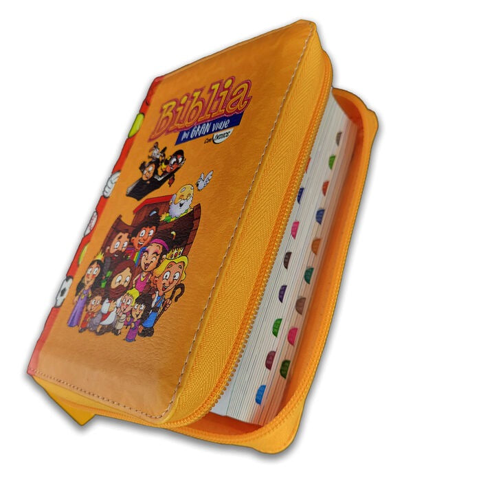 Biblia RVR60 Mi gran viaje bolsillo naranja cierre y indice
