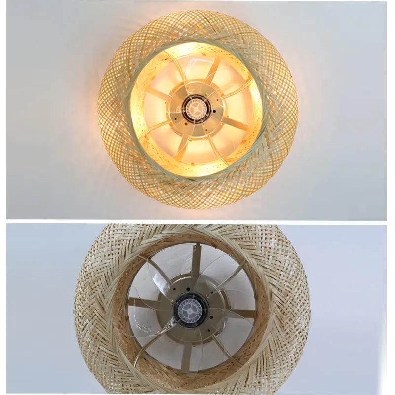 Luminária com Ventilador de teto moderno em Bambu - ZenithBreeze - Bambu Breeze Edition