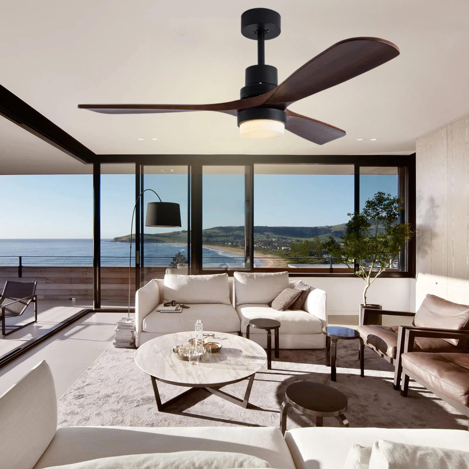 Ventilador de Teto Moderno Estilo Nórdico com Controle Remoto e iluminação - ZenithBreeze Titanium