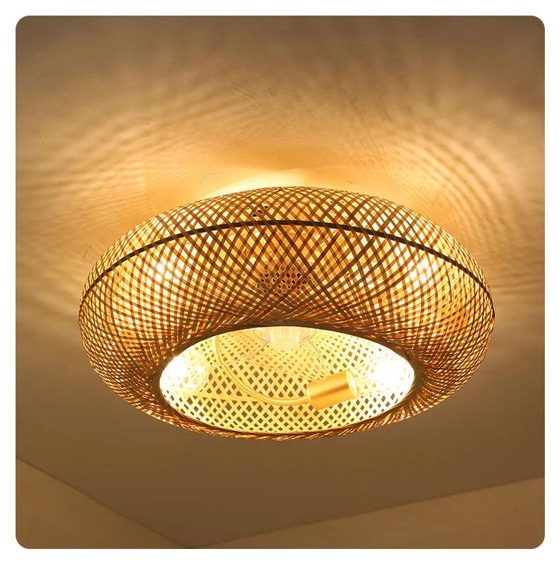 Luminária com Ventilador de teto moderno em Bambu - ZenithBreeze - Bambu Breeze Edition