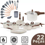 22 Peças Com Cabo Marrom