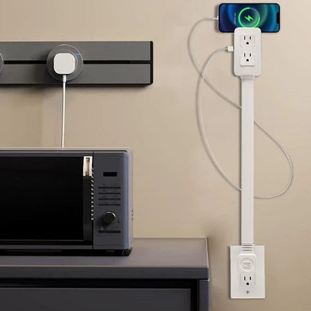 Extensor de Tomada Elétrica com USB e Adaptador Rotativo