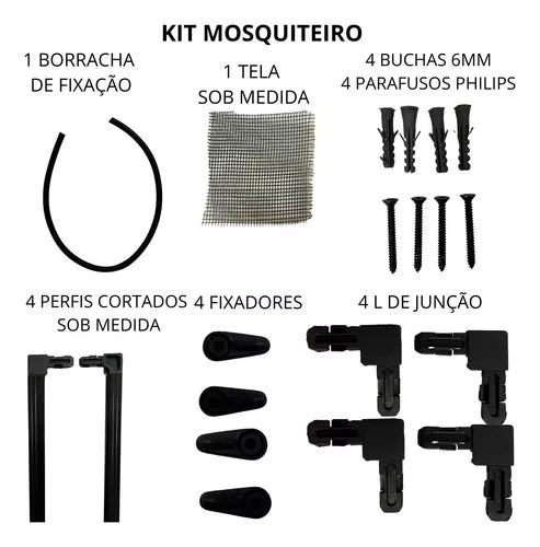 Tela Para Janela Mosquiteiro Kit Completo 150x100 Sob Medida