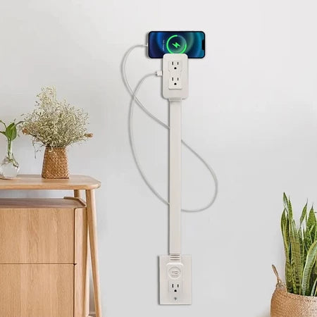 Extensor de Tomada Elétrica com USB e Adaptador Rotativo